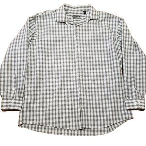 Unlimited Kenneth Cole Button Up Black/Gray/White  L/S Shirt 17.5/34-35 /XXL